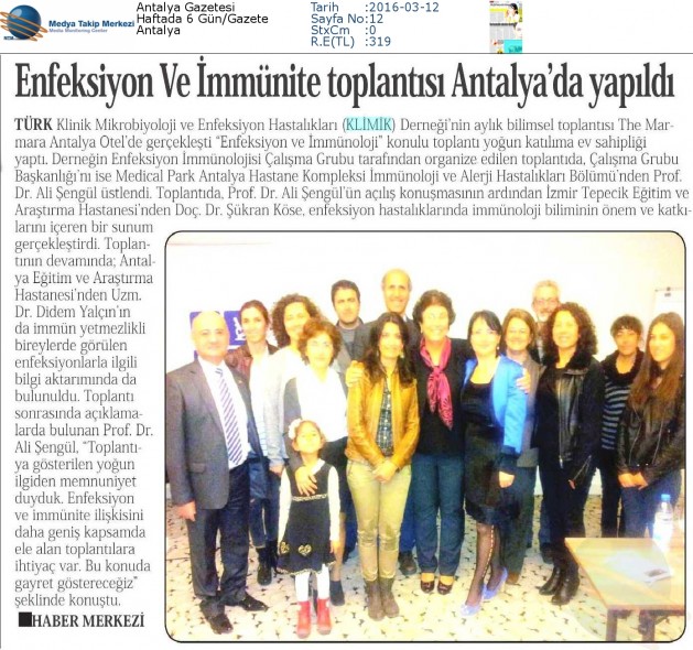 Antalya_Gazetesi_12_Mart_2016 (ENFEKSİYON_VE_İMMÜNİTE_TOPLANTISI_ANTALYA_DA_YAPILDI)