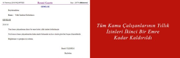 Tüm Kamu Çalışanlarının Yıllık İzinleri İkinci Bir Emre Kadar Kaldırıldı