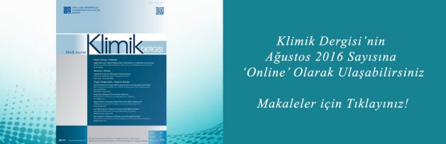 Klimik Dergisi’nin Ağustos 2016 Sayısına ‘Online’ Olarak Ulaşabilirsiniz